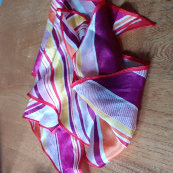 Vtg Oscar de la Renta Colorful Stripe Silk Scarf 7"×72" - Picture 2 of 7